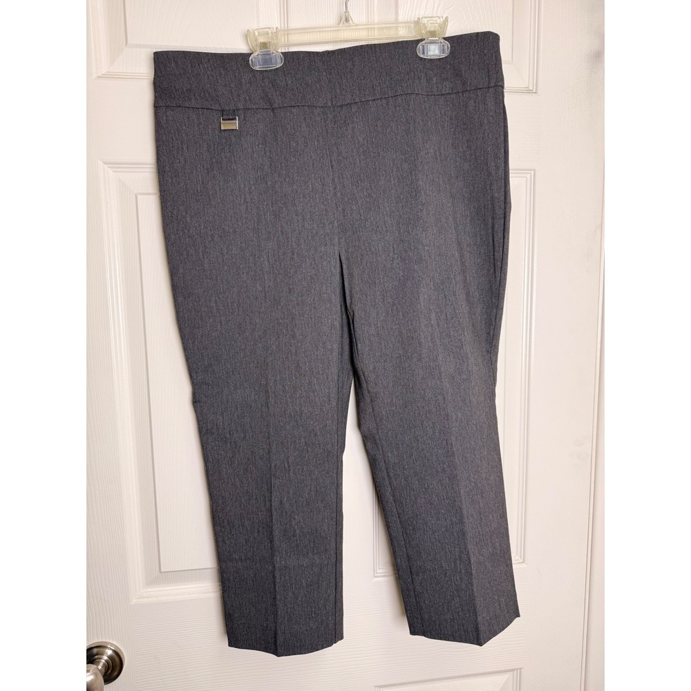 NWT Alfani Tummy Control Capri Pants Womens 14P Dark Grey Heather Pull‎ On
